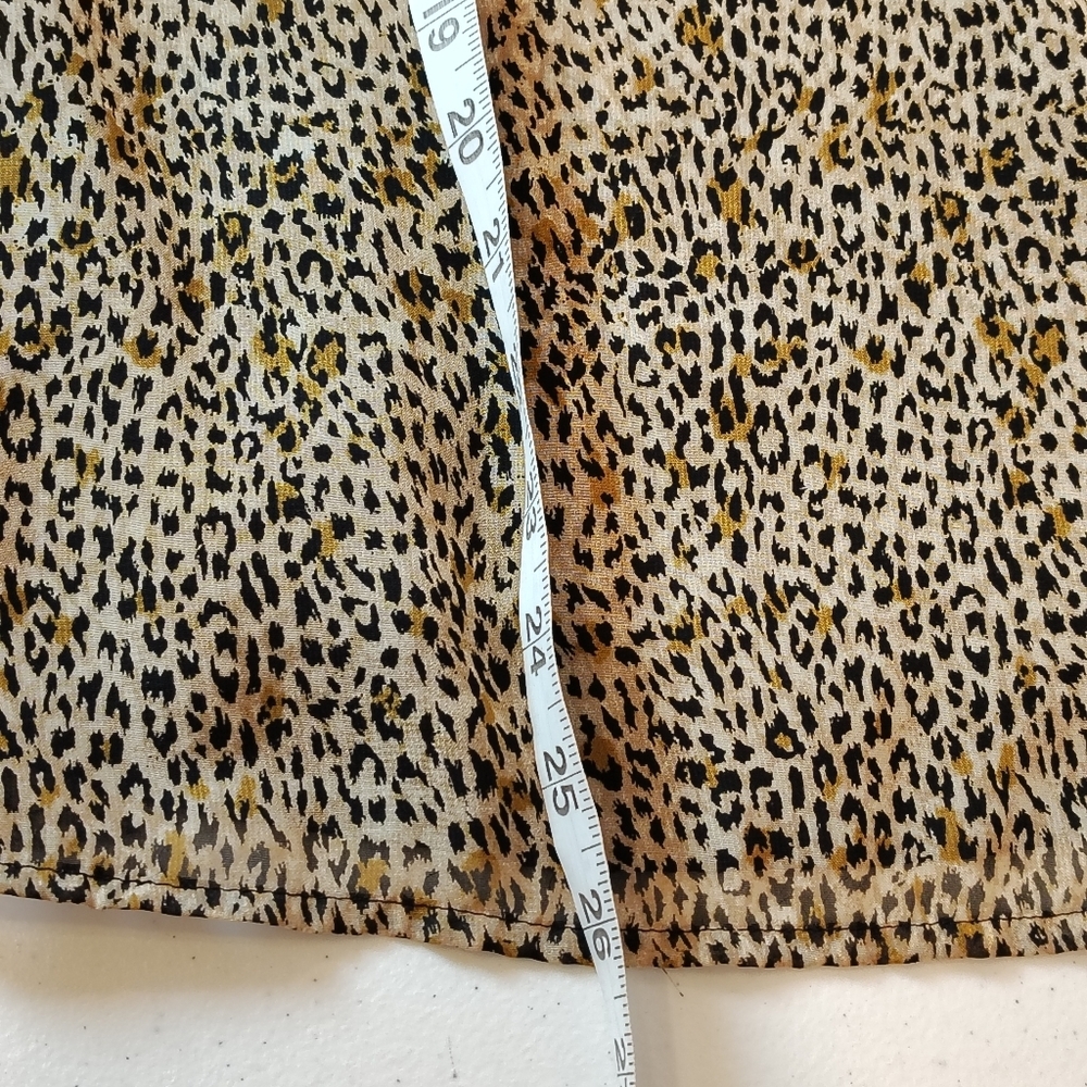 Vince Camuto Top Womens M Brown Ruffle Leopard Print Smock Sleeve Maximalist - Picture 7 of 8